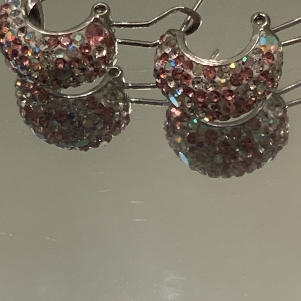 Elegant Pink Crystal Hoop Earrings